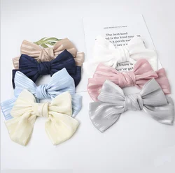 Оптовая продажа шелковая шифоновая Супер Бабочка пружинный зажим для волос с узлом