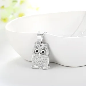 POLIVA Fashion Jewelry 925 Sterling Silver Pendants 3A Cubic Zirconia Rhodium Plated Owl Pendant Women