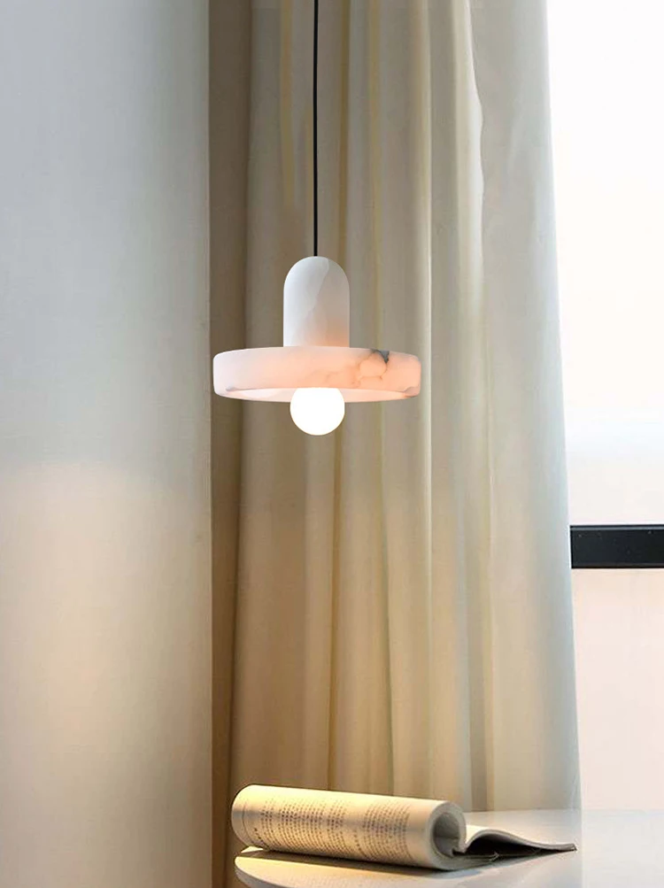 Zhongshan Lighting Fixtures Luxury Natural Marble Pendant Light Creative Hanging Wire Design for Dining Rooms Bar Counters