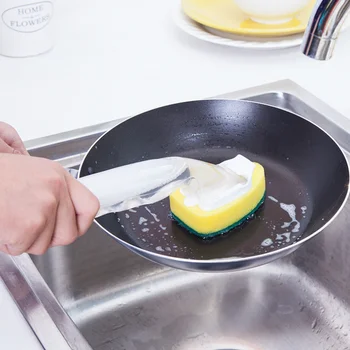 New style kitchen washing up sponges dishwashing sponge scourer dish pot brush with detachable handle