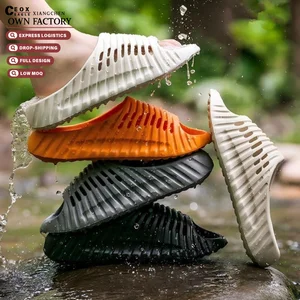 3D Printed Breathable Summer Slippers EVA 4cm Thick Soft Soles Anti Slip Outdoor Sports Men Slides Camping Indoor Bathroom