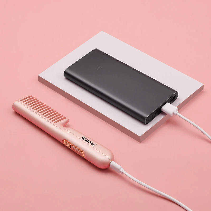 USB Перезаряжаемый керамический нагреваемый горячий гребень частная марка быстрый выпрямитель для волос мини электрический