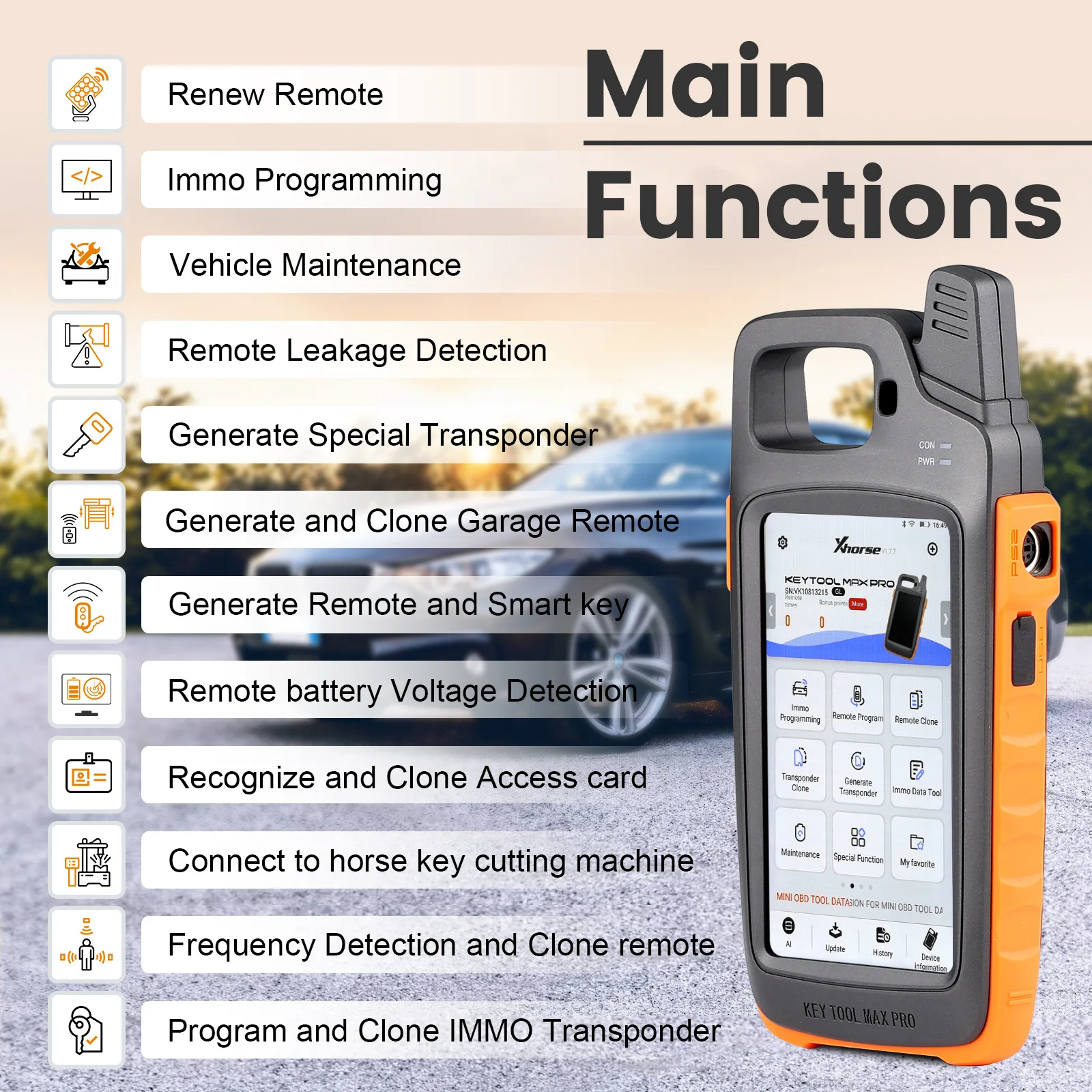 For Xhorse VVDI Max PRO Auto Scanner with OBD Cable Key Programming Tool for Car Scanner and Code Reader