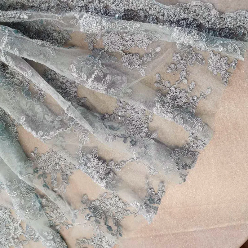 
Летнее платье-макси с 3d вышивкой, жемчугом, французским узором, тюлем, индийская Свадебная кружевная ткань с вышивкой 