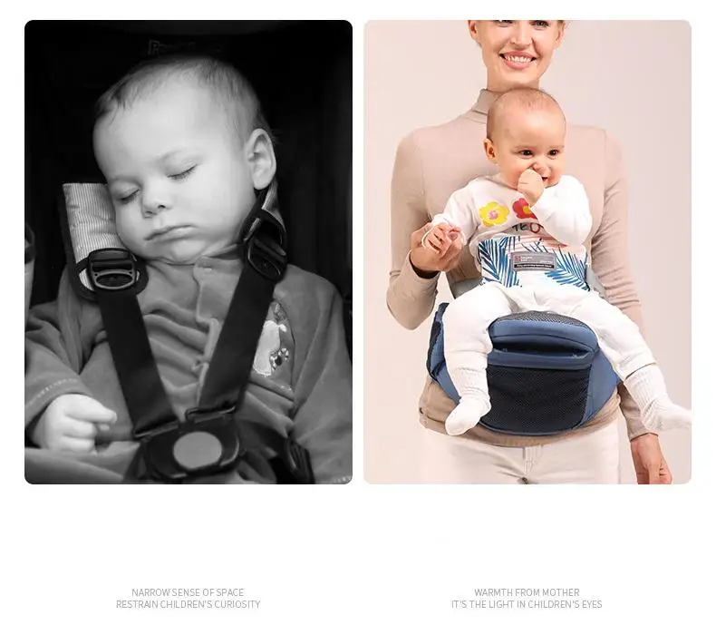 Baby Carrier With Hip Seat Adjustable Waistband Breathable Mesh