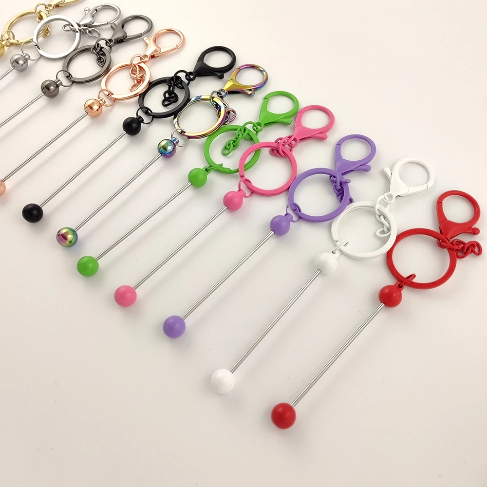 Porte-clé en métal, crochet artisanal, cristal, ajouter une perle, porte- clés, accessoires, barre perlée, porte-clés pour perles, fabrication de porte-clés, livraison rapide