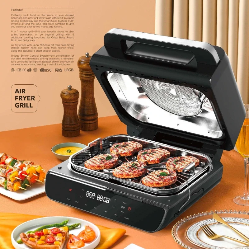 2022 Smokeless Indoor Grill & Air Fryer With Digital Touch Control