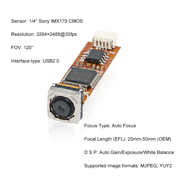 75 Degree Lens 8MP HD USB PCB Board Camera IMX179 Color CMOS Sensor Endoscope