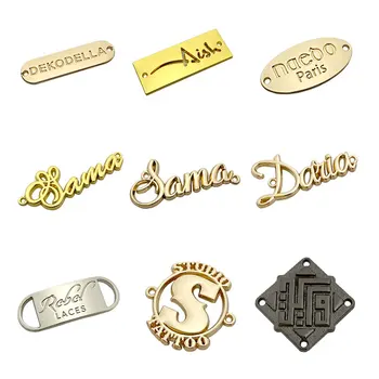 Clothing accessory custom engraved brand logo sew metal labels tag for garments / swimwear
