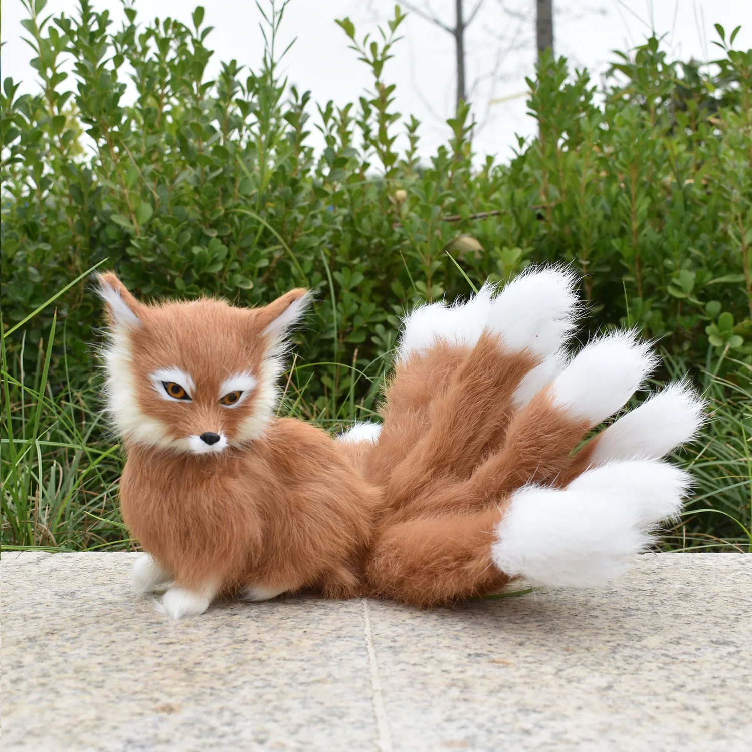 new simulation yellow fox toy plastic&fur real life nine-tails fox doll  gift about 30x12.5cm - AliExpress