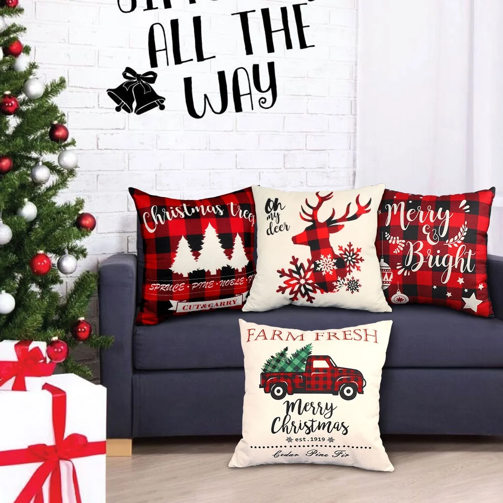 Cushion Cover Christmas Plaid Designs Ourwarm Navidad