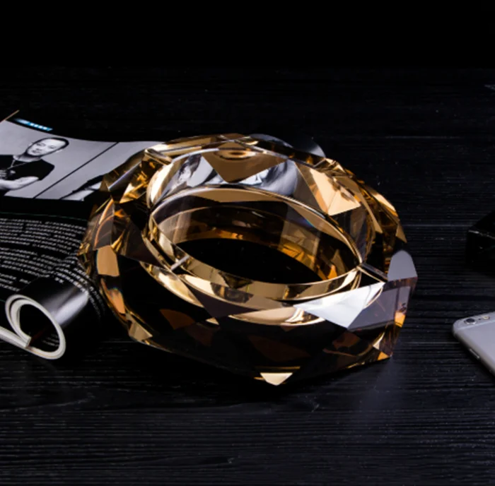 Роскошная стеклянная пепельница, цветная пепельница с кристаллами, пепельница