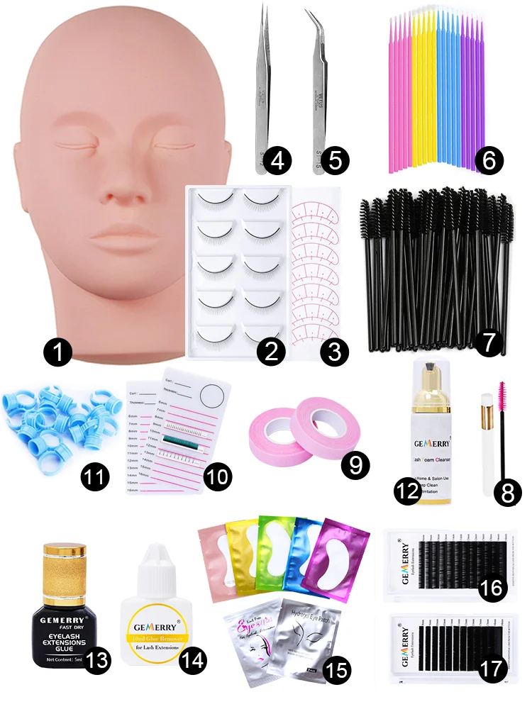 False Eyelashes Training Practice Exercise Kit Makeup Mannequin Head ...