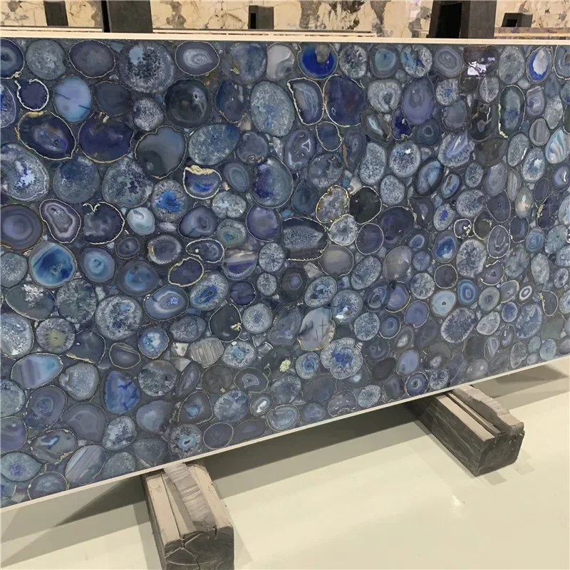product blue agate stone semi agate stone for countertops  bar tops kitchen tops desktop514-5