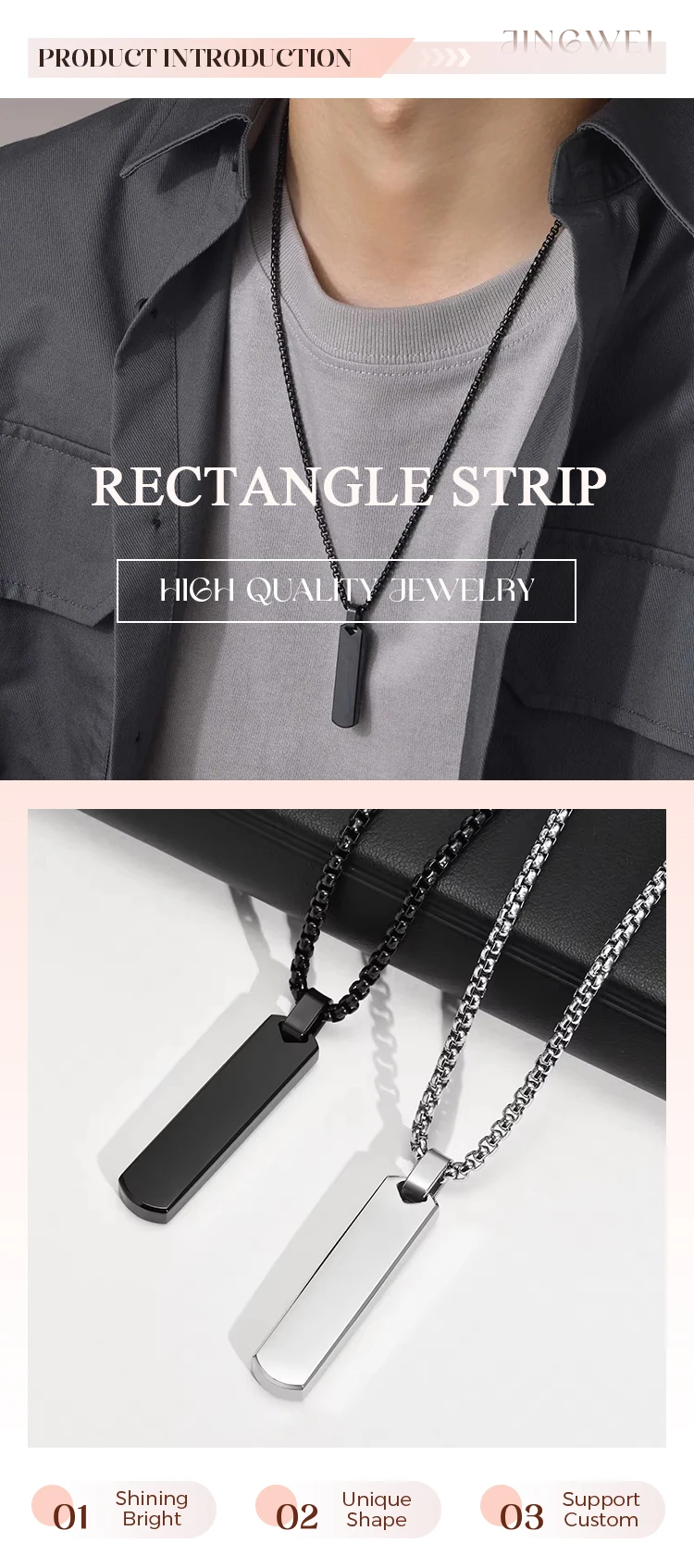 Customized Stainless Steel Jewelry Stereo Rod Necklace Gold Plated ...