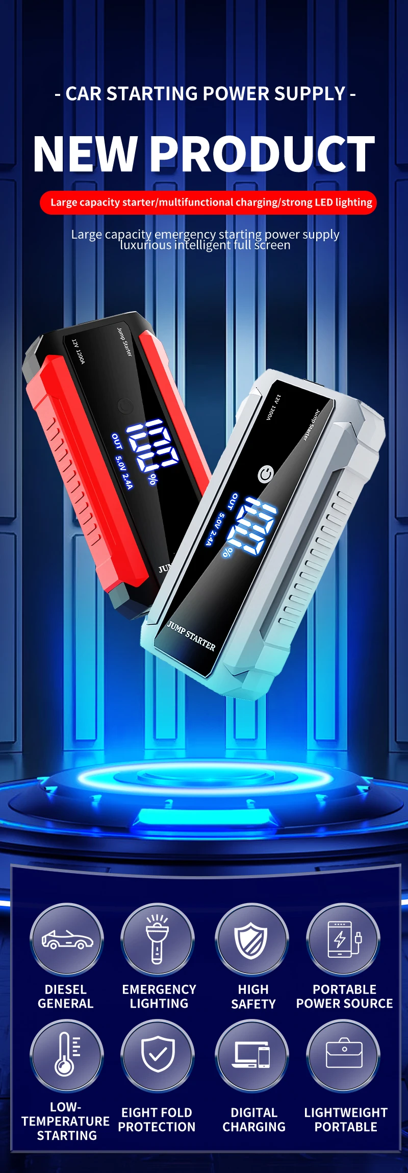 20000mah Portable Car Jump Start - Reliable Power Source