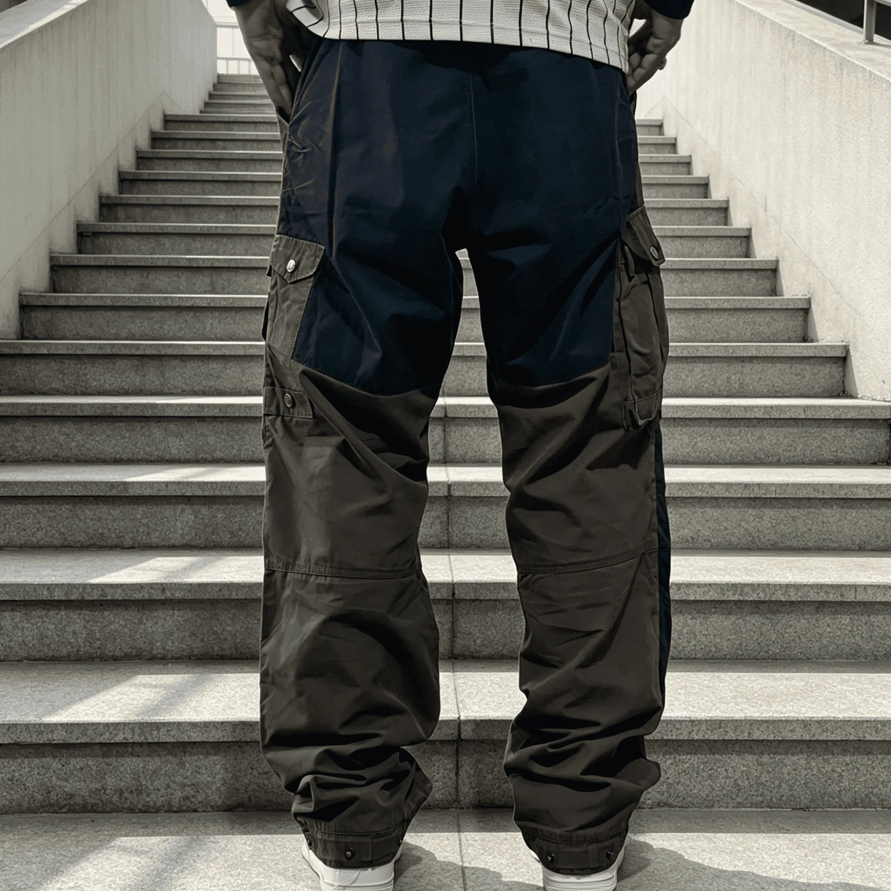 Mens Cargo Trousers Urban Casual Streetwear Outdoor Work Jogger Baggy Hip Hop Utility Fashion Trendy Harem Pants Relaxed Fit gallery 3