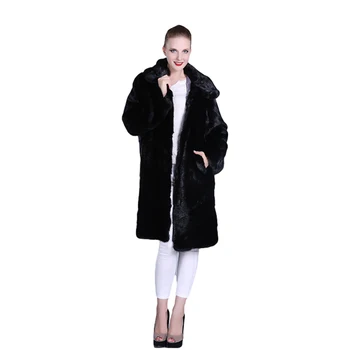 Routine sleeve mink coat , hooded black mink fur coat mink