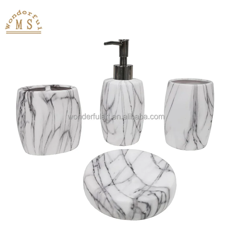 Cobblestone marble ceramic Soap lotion Dispenser Gift Ancients classical Style Bathroom accessory Sets for daily Homeware