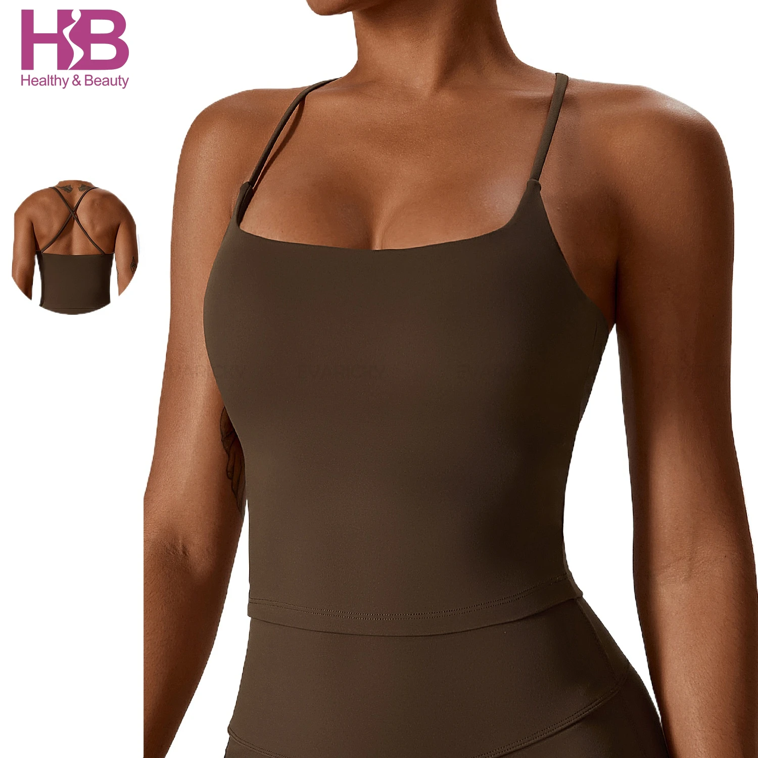 Womens Fitness Workout Camisole Solid Color Tank Top Women Gym Stretchy Sleeveless Yoga Wear Sports Tank Tops for Women