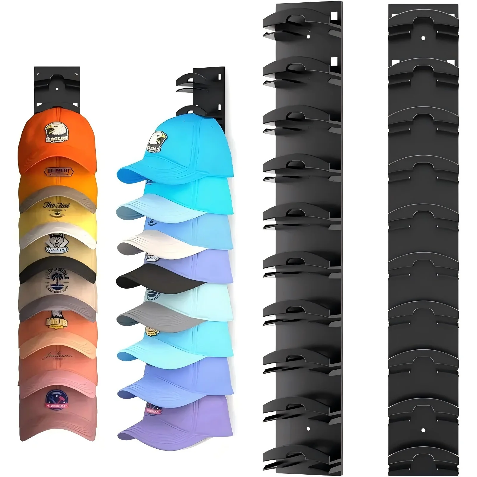 Wholesale PVC Wall Hat Baseball Cap Organizer Strong Adhesive Hold 10 Hats Hangable Rack Display Included Bag Made Plastic