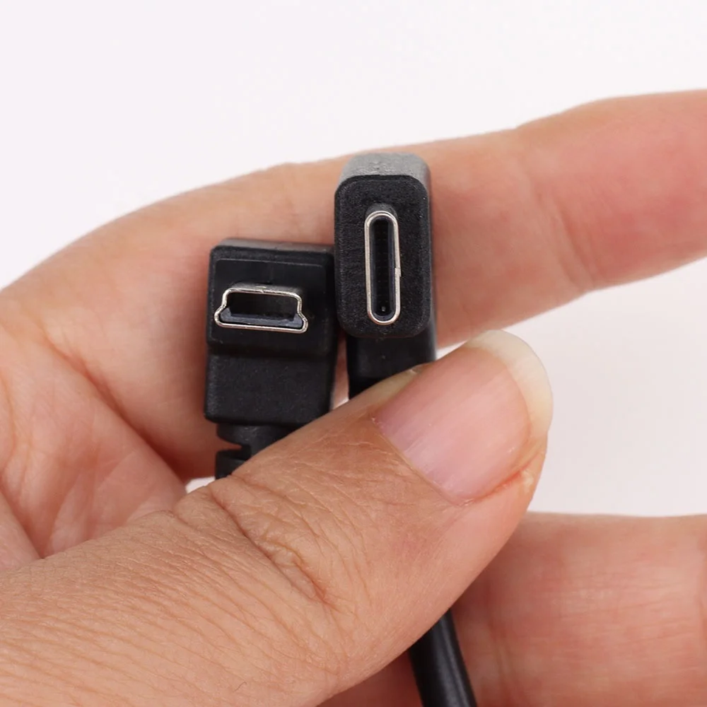 Adattatore Angolare 90° Mini USB Femmina A Micro USB Maschio - Piccolo E Pratico Per Ricarica, Non OTG, Colore Nero