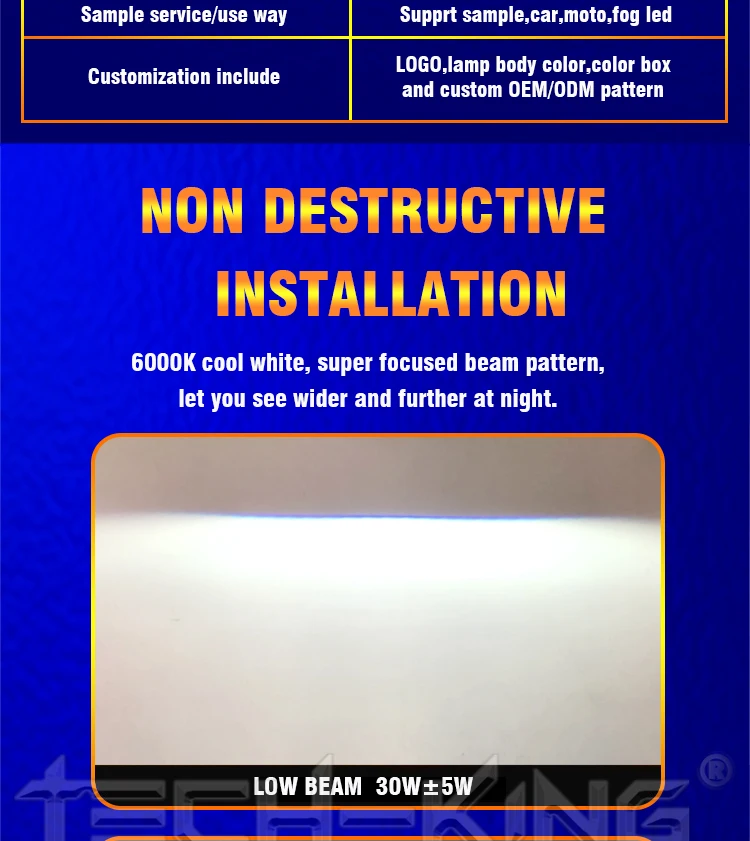 TECH KING Car lens fog light led matrix straight headlamp for car universal use fog light headlamp auto laser lens fog lamp