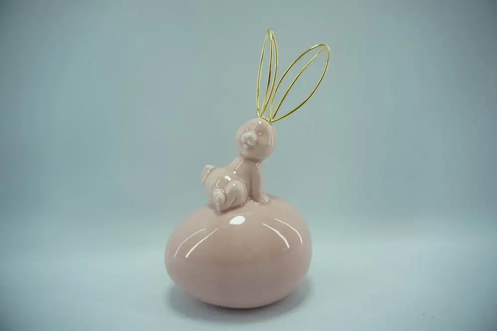 White Ceramic Rabbits Figurines Easter Bunny Figurines Decorative Spring Easter Table Decoration