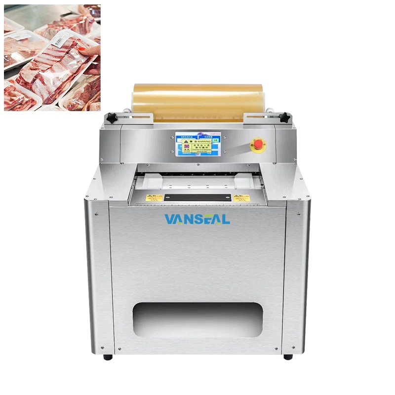 Semi-Automatic Miniature Plastic Wrap Machine for Meat Fruits-Easy-to-Operate Cling Film Wrapping Equipment for Food Packaging