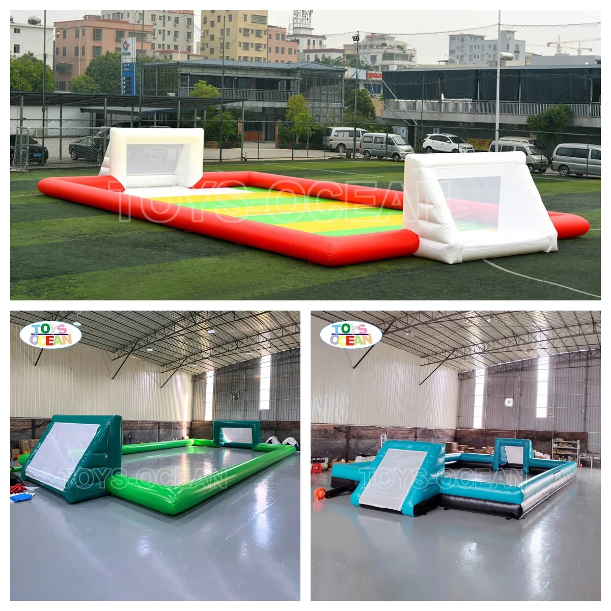 Factory Customized Outdoor Sports Games PVC Inflatable Football Playground Soccer Field Soapy Playground for Adults and Kids