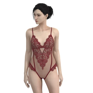 High Quality Women's Sexy Lace Transparent Lingerie Set Mature See-Through Underwear Combo Spandex/Nylon Washed Techniques