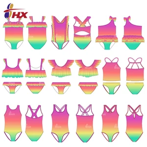 Custom Designer UPF50+ Women's Recyclable Fabric Swimwear 2026 Kids Bathing Suits Bandeau Bra Swim Brief Beach Bikini Print