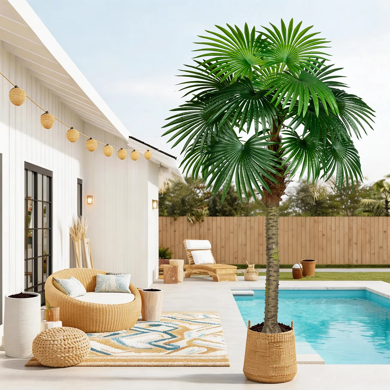 Artificial Plan Big Tall 9.8FT Livistona Chinensis Indoor Outdoor Decorative Plants for Home for Hotel Decor