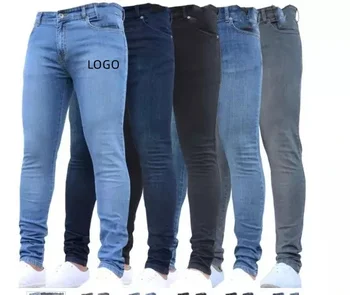 New Fancy Exclusive Thin Blue Washed Jeans Pad Dye Custom Women's Ripped Jeans