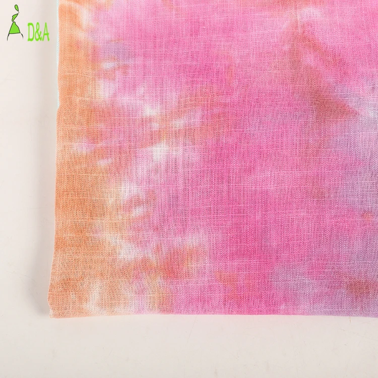 New design plain woven multicolor tie dye rayon linen fabric for