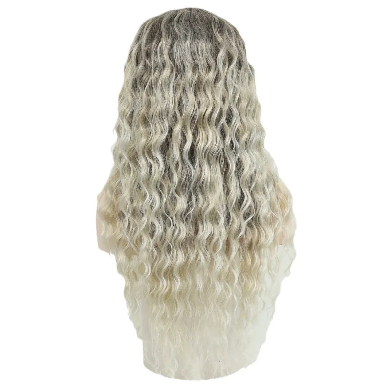 Extra long wavy full wig synthetic material 25 inches long Long Wavy Wigs with Bangs 25in Black Ombre Red Synthetic Wig  main image 4