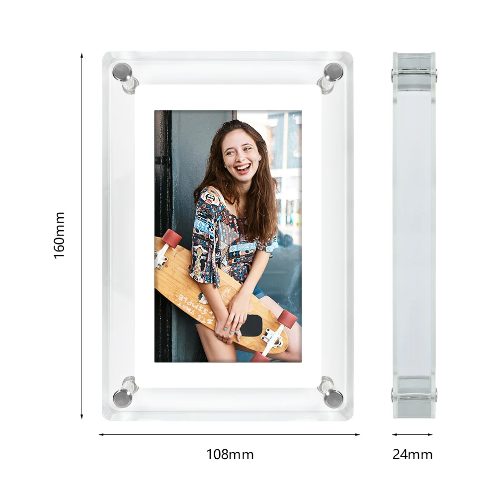 Customize Color 5 Inch Advertising Player Art Acrylic Digital Photo Picture Frame with Battery Moving Picture Frame