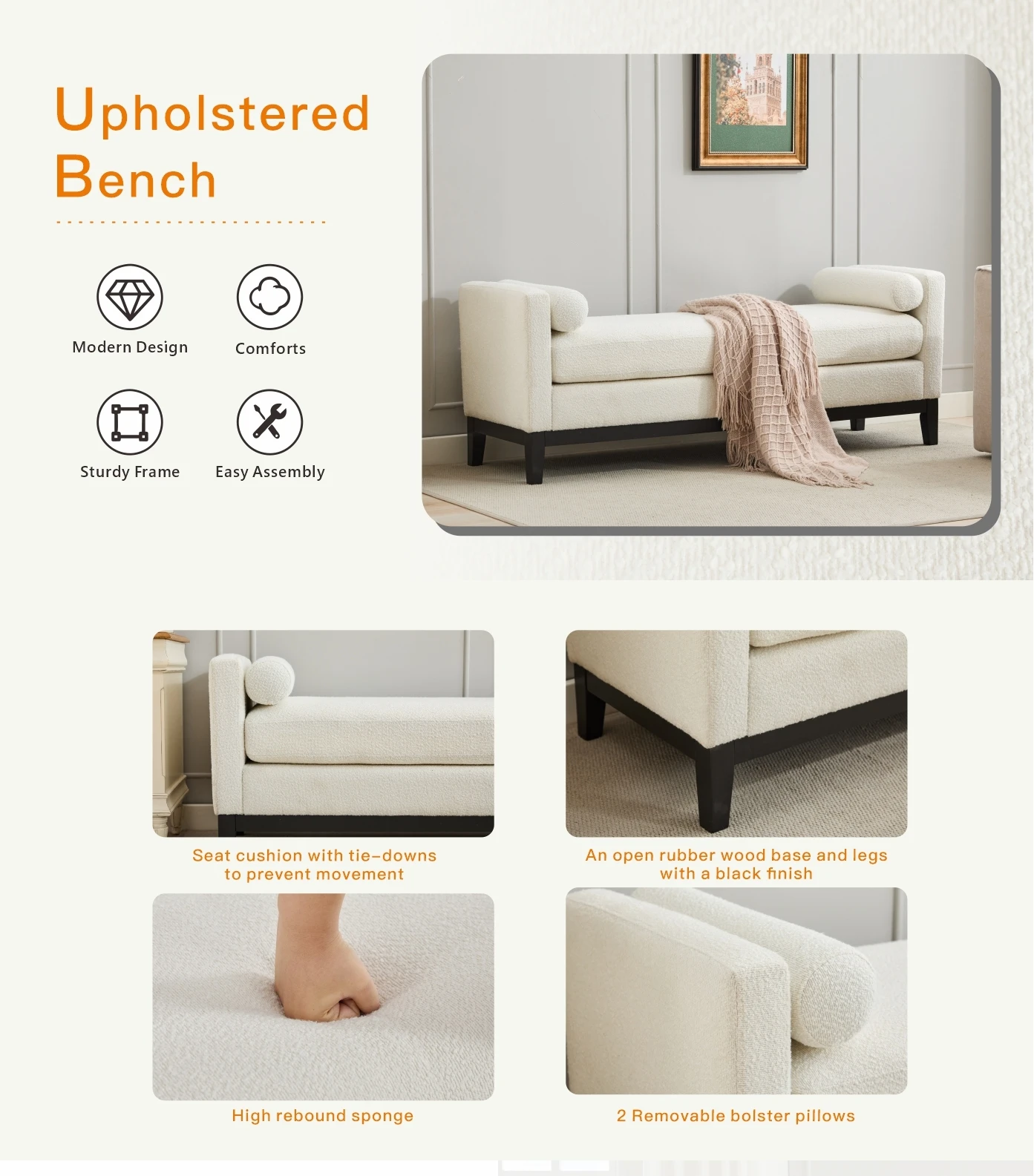 Elvarenae Solenne Bolster Bench — product detail