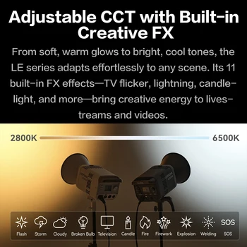 New Godox LITEMONS LE200Bi Bi-color LED Light Photography COB Video Light Live Short Videos for Filmmaking Live Streaming detail image