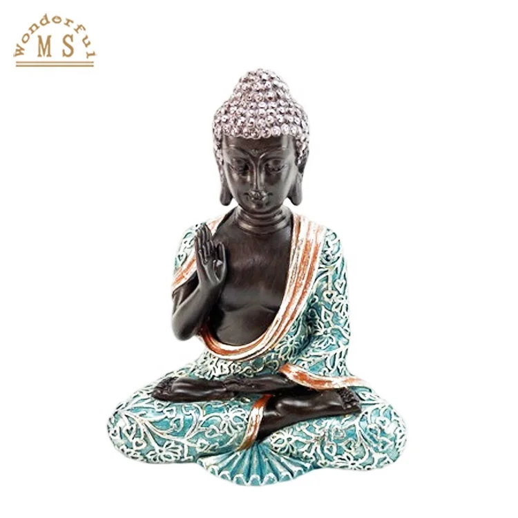 Home Decoration Resin Buddha head statue for Zen garden set includes white stone tea candle holder incense burner or Flower Pot