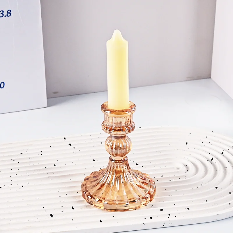 product 2025 newest glass candle holder for candlestick wedding home decoration table suitable for both sides candle holders-11