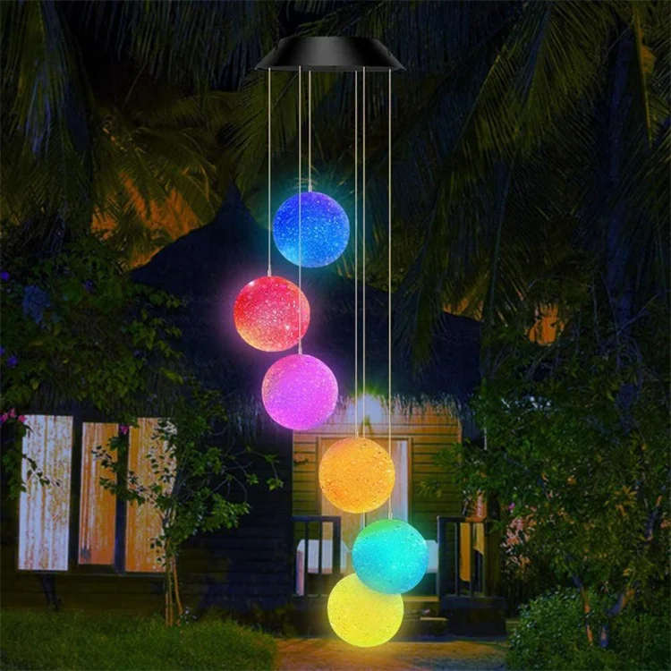 Solar Powered LED Wind Chime Light 6LED Colorful Love Heart Dragonfly Wind Portable Wind Chime Outdoor Decorative