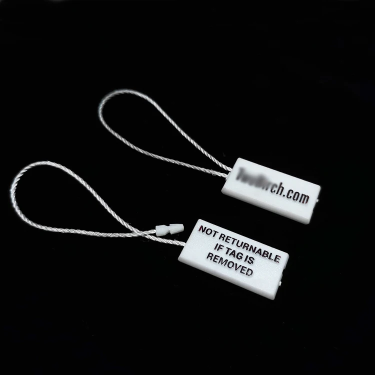 Custom 3D Embossed Watch Jewelry Disposable Security Seal Tag Sneaker Lockable Rope Hangtag String Cord