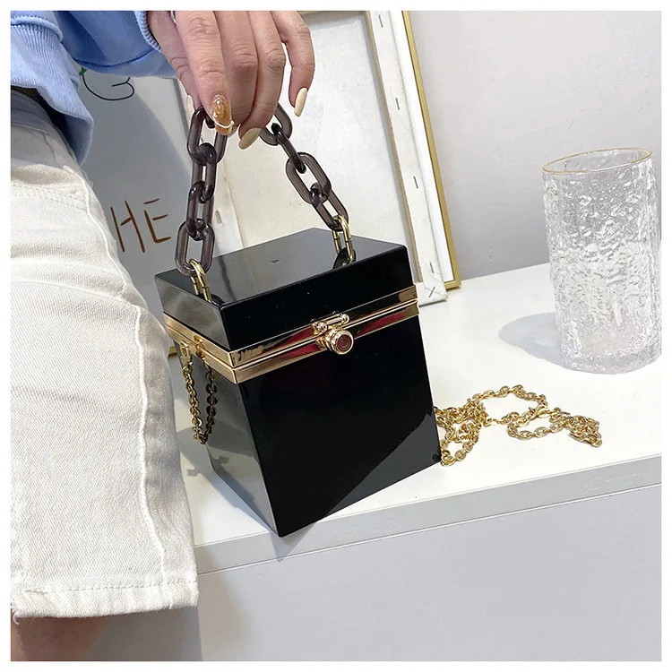 Wholesale Fashion box shaped clutch bag transparent jelly acrylic clear box  purse From m.