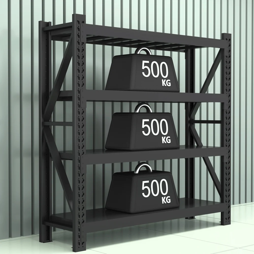 Stacking Steel Shelves with 4 Tiers for Efficient Storage
