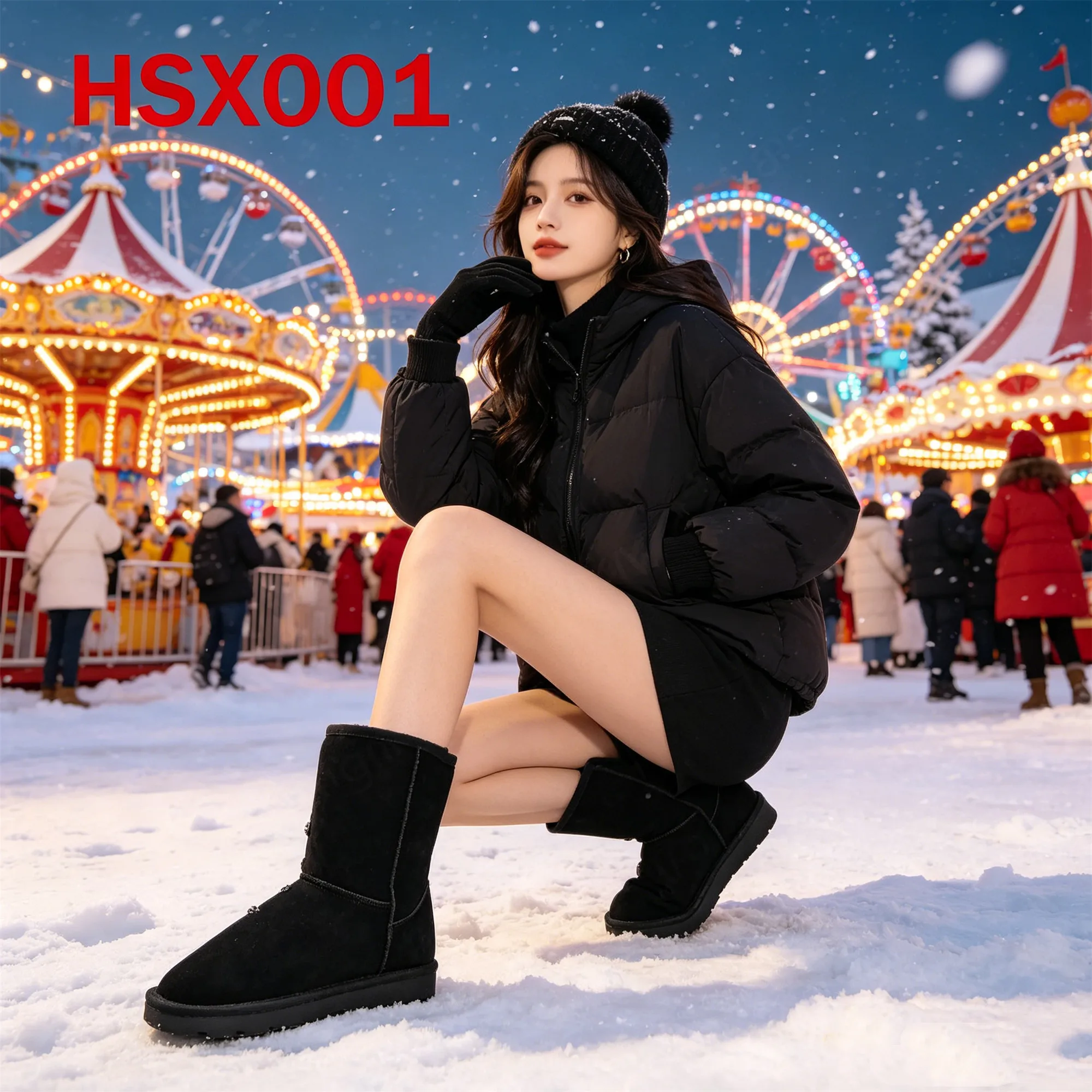 ZYF,freezing Winter Days Super Keep Warm Real Wool Lining Snow Boots Snow Bivouac Anti-slip TPR Outsole Lady Winter Boots HSX001