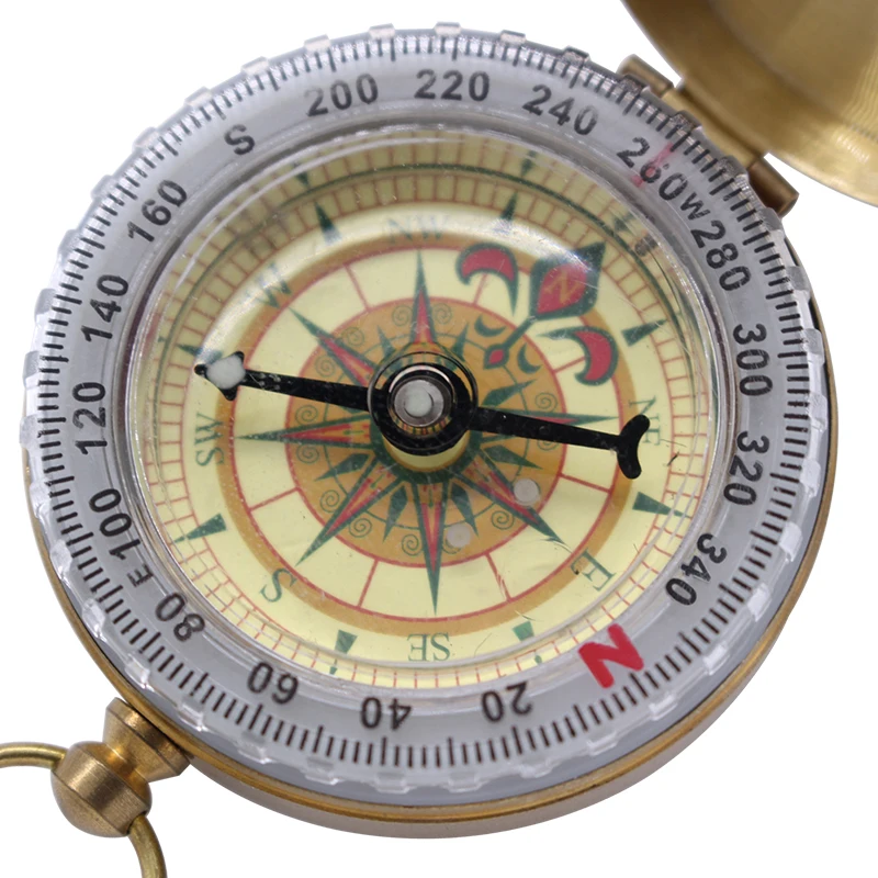 Portable Brass Pocket Watch Compass Outdoor Camping Hiking Accessory