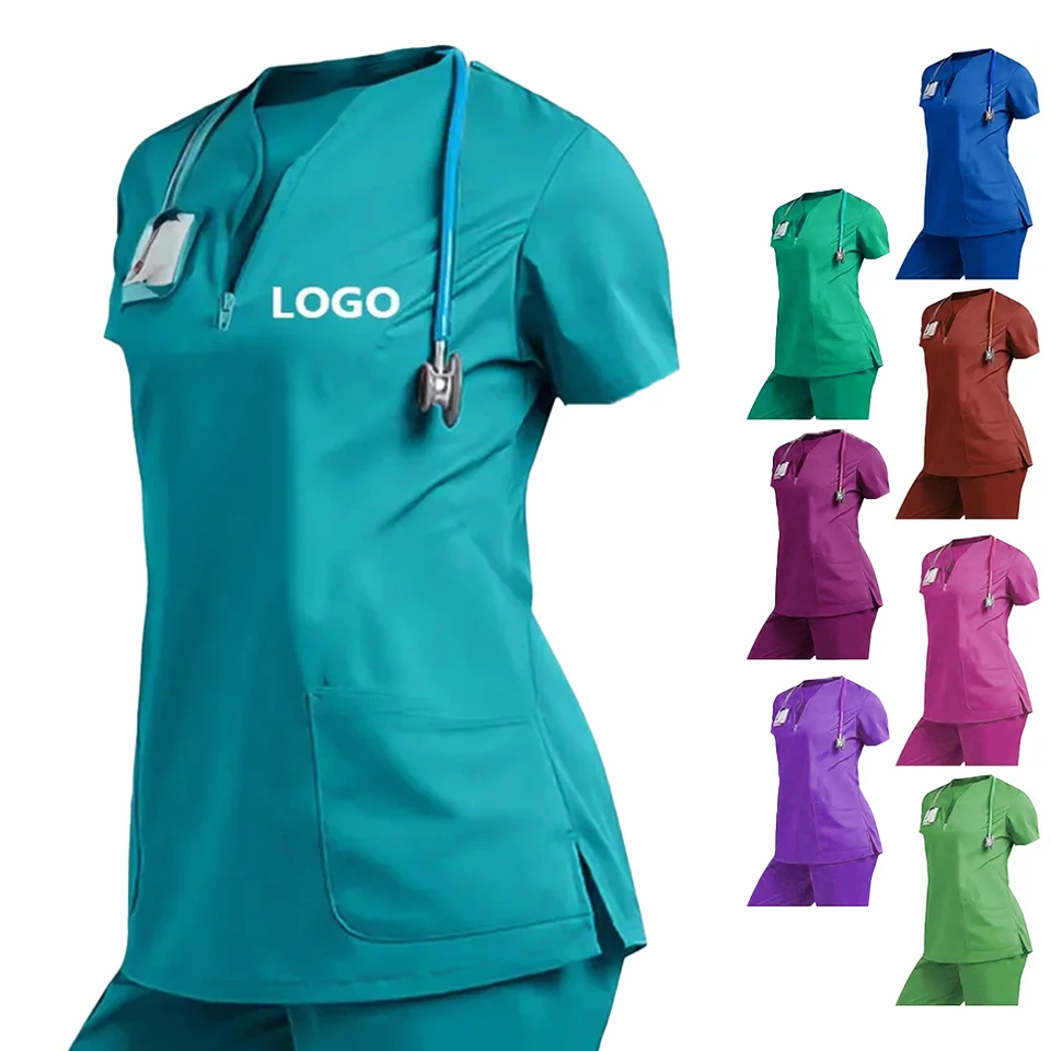 Custom Design Nurse's Uniform Plus Size Women Jogger Hospital Scrub Uniforms Pants Sets