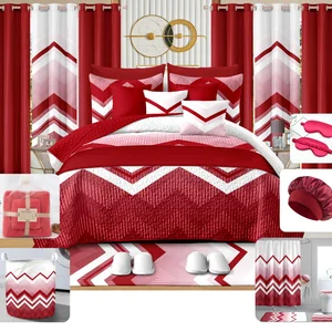 Bedding Set of Luxurious Quality 30-piece Set with Curtains Bathroom Set Factory Wholesale Bedroom Bedding Items