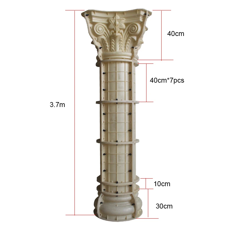 Durable ABS Plastic Round Roman Pillar Mold, Roof Support Column